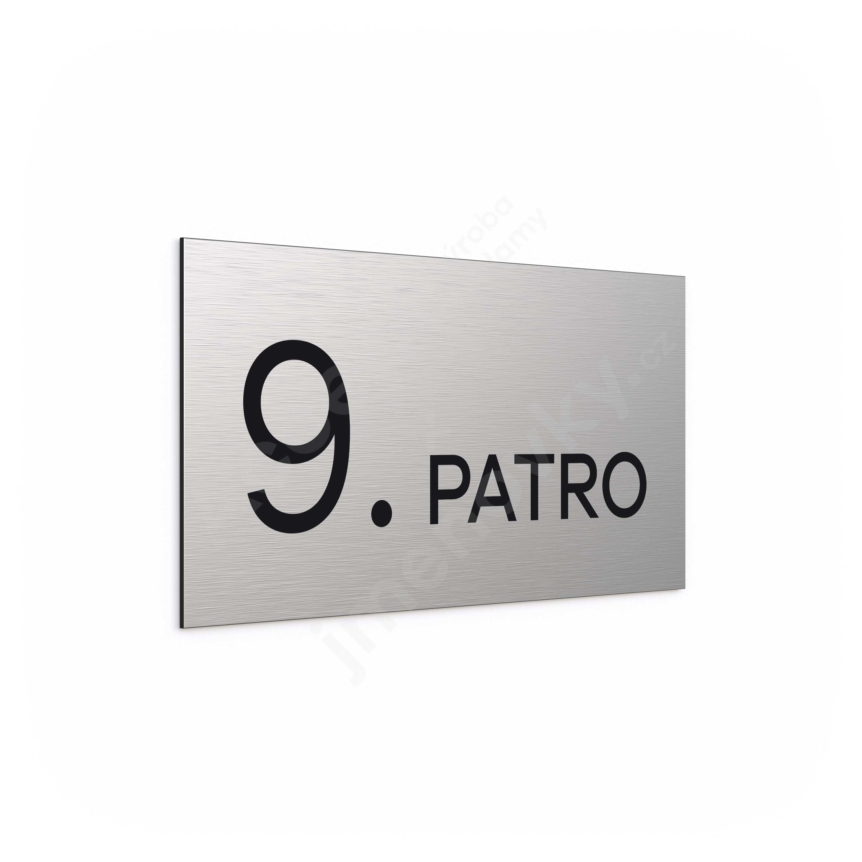 Oznaen podla "9. PATRO" - stbrn tabulka - ern popis