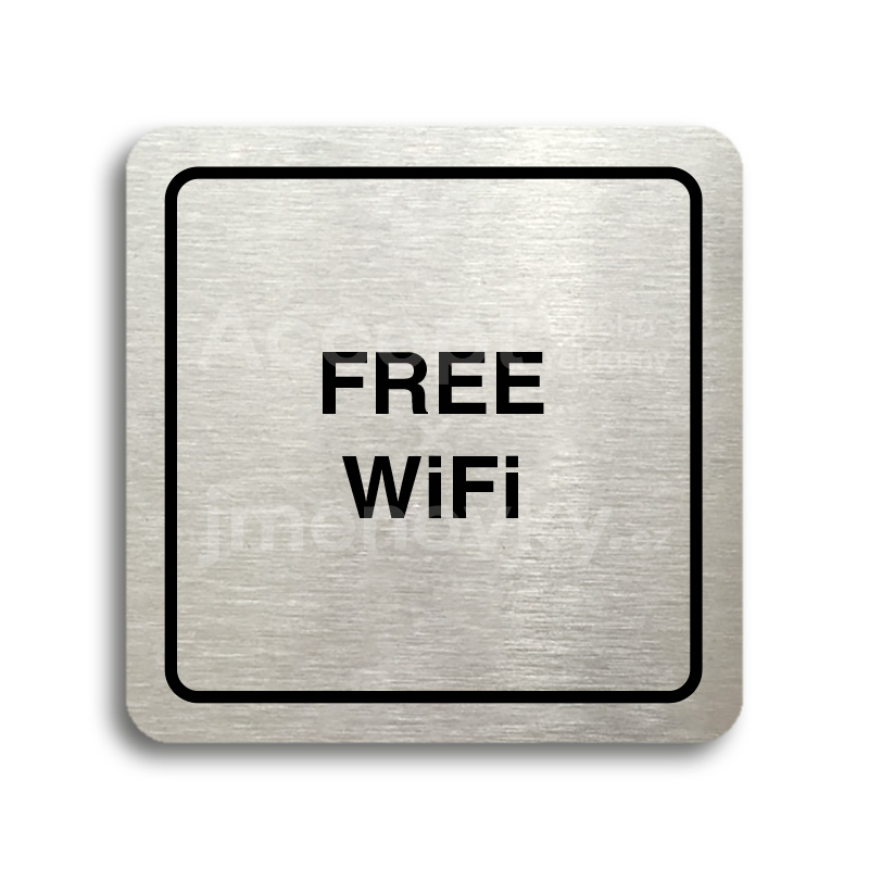 Piktogram "free WiFi" - stbrn tabulka - ern tisk