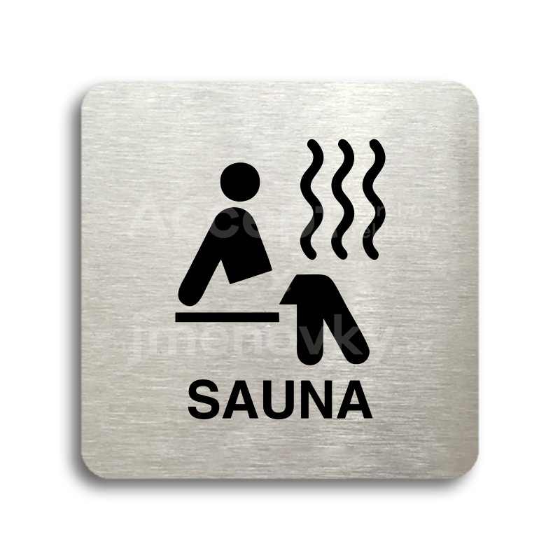 Piktogram "sauna III" - stbrn tabulka - ern tisk bez rmeku