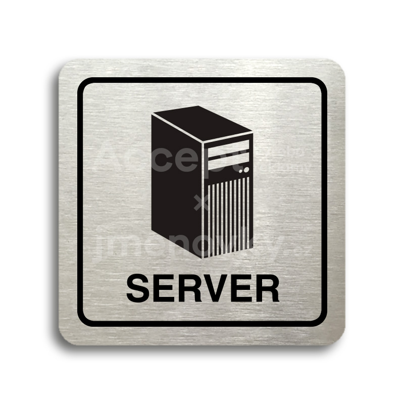Piktogram "server" - stbrn tabulka - ern tisk