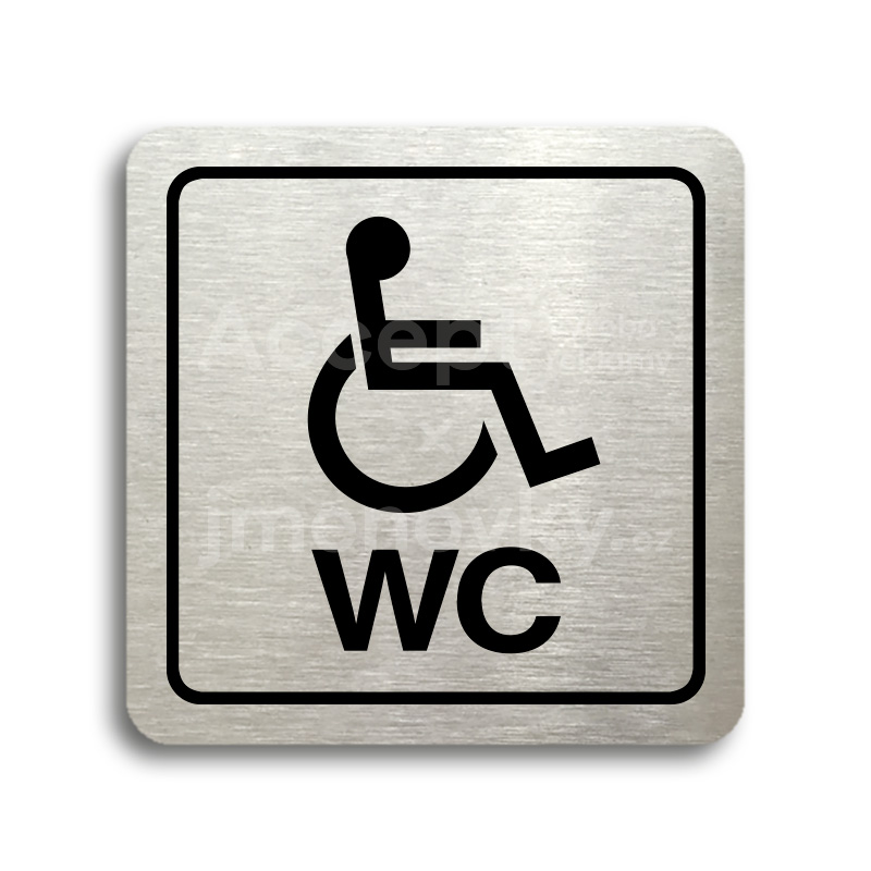 Piktogram "WC invalid" - stbrn tabulka - ern tisk
