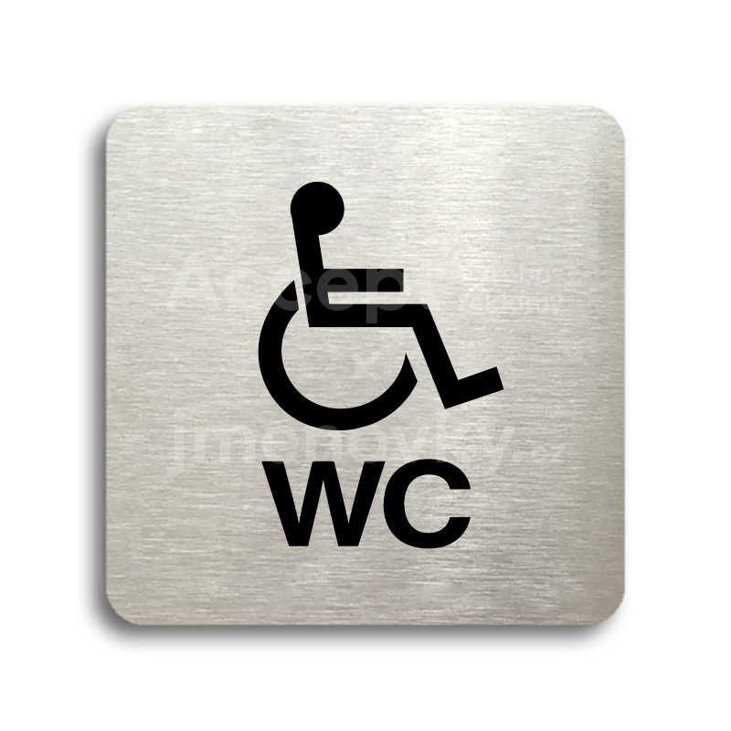 Piktogram "WC invalid" - stbrn tabulka - ern tisk bez rmeku