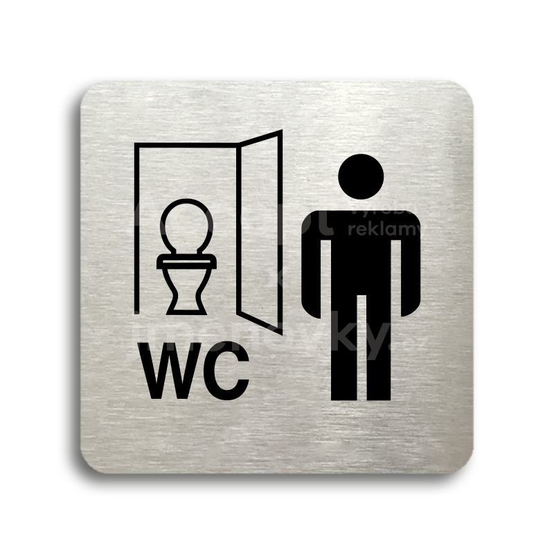 Piktogram "WC mui kabinka" - stbrn tabulka - ern tisk bez rmeku