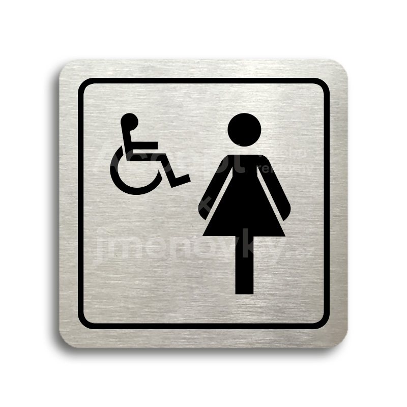 Piktogram "WC eny, invalid" - stbrn tabulka - ern tisk