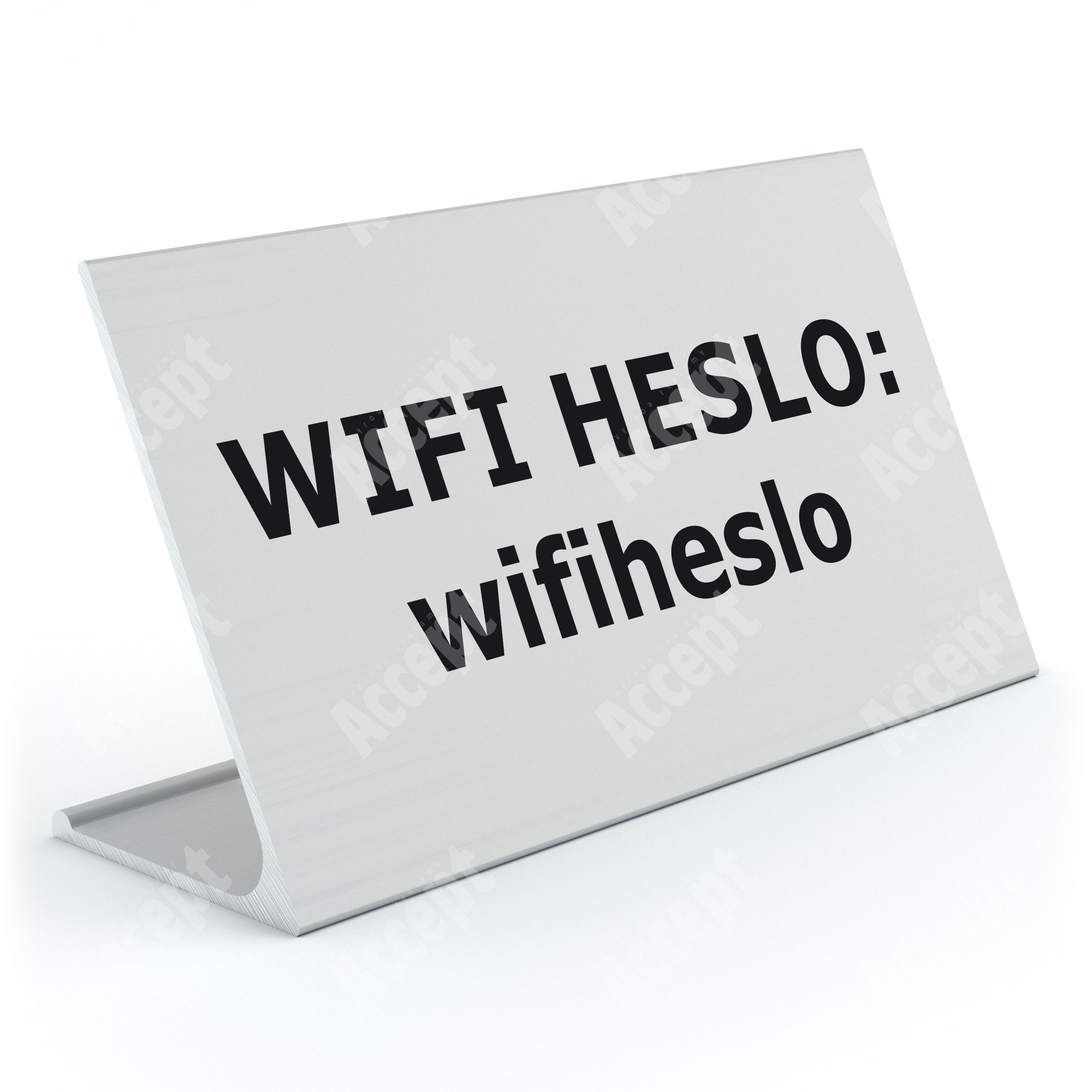 stříbrný stolní informační stojánek D-62 "WIFI HESLO" - D-62.STR.105.014