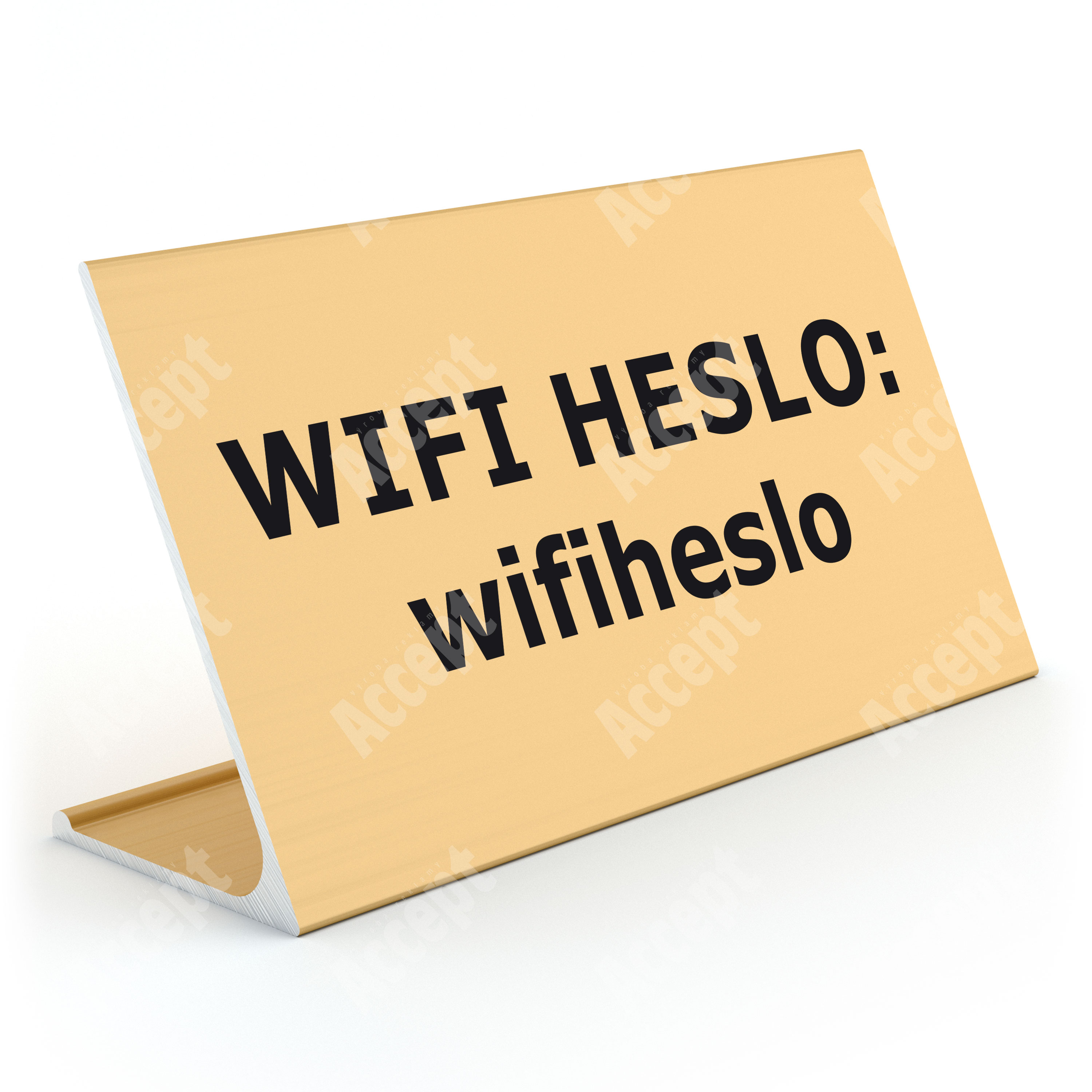 zlatý stolní informační stojánek D-62 "WIFI HESLO" - D-62.ZLA.105.014