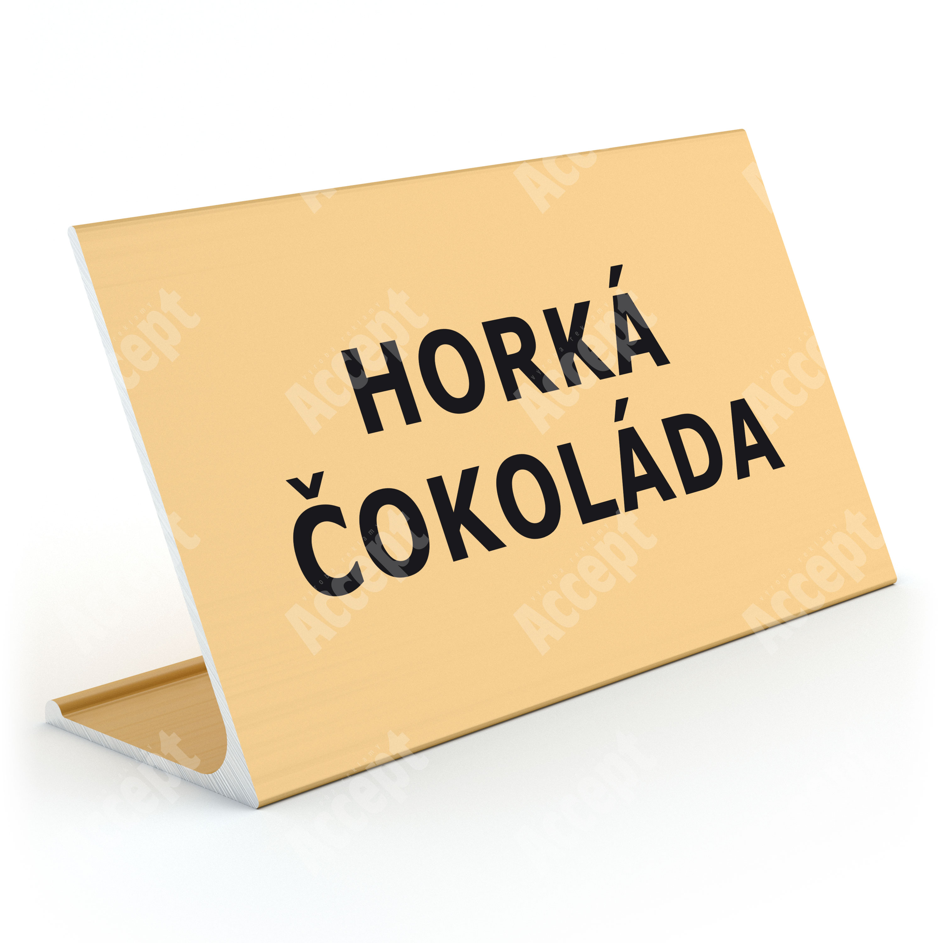 ACCEPT Stolní informační stojánek D-62 - HORKÁ ČOKOLÁDA - zlatá