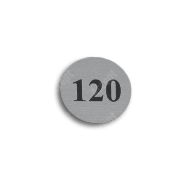 ACCEPT náhradní číslo (k dřevěným klíčenkám) - stříbrný plast - černý popis