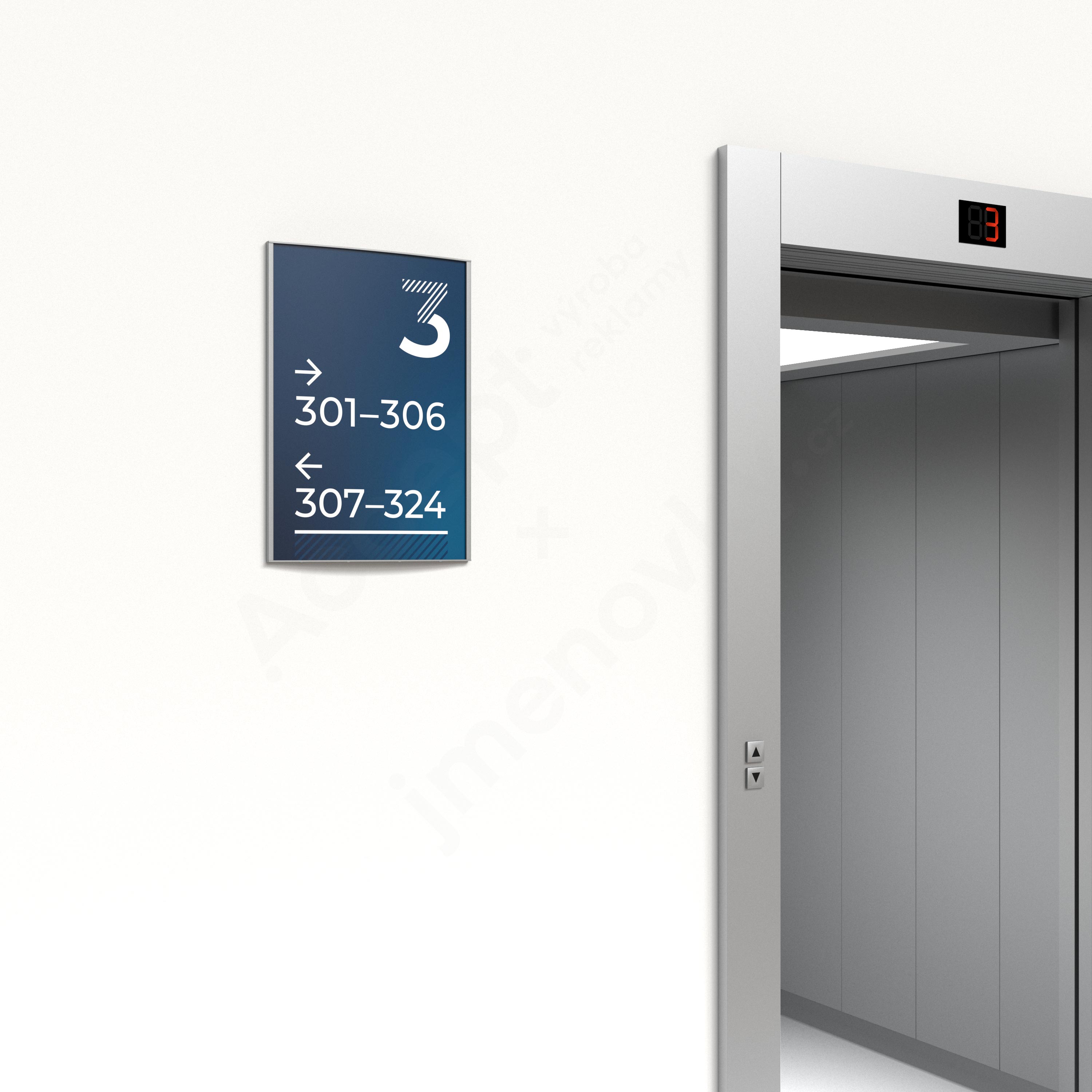 orientační tabule Klassik UNI A2 (420 x 594 mm) - vedle výtahu