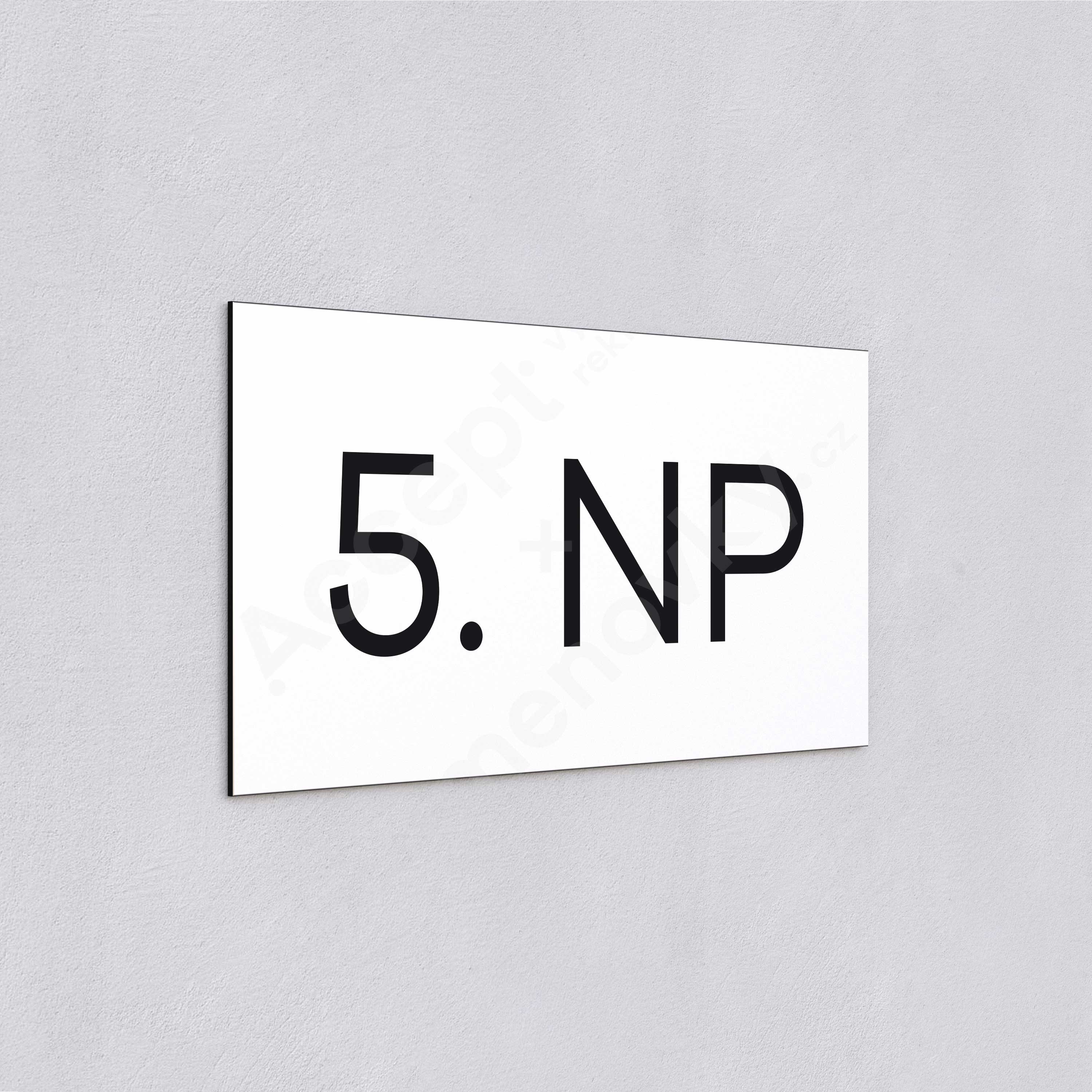 ACCEPT Označení podlaží "5. NP" (300 x 150 mm) - bílá tabulka - černý popis