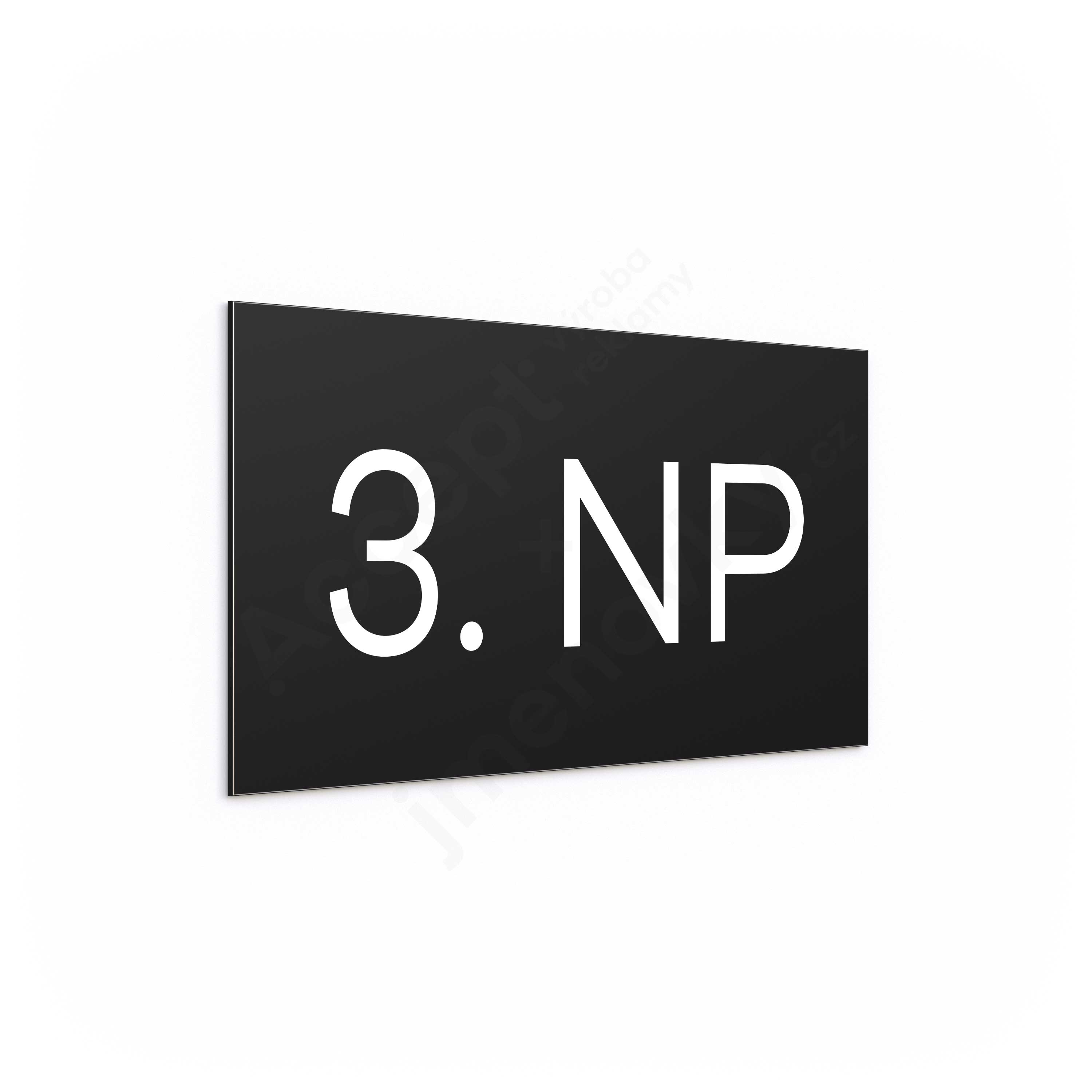ACCEPT Označení podlaží "3. NP" (300 x 150 mm) - černá tabulka - bílý popis