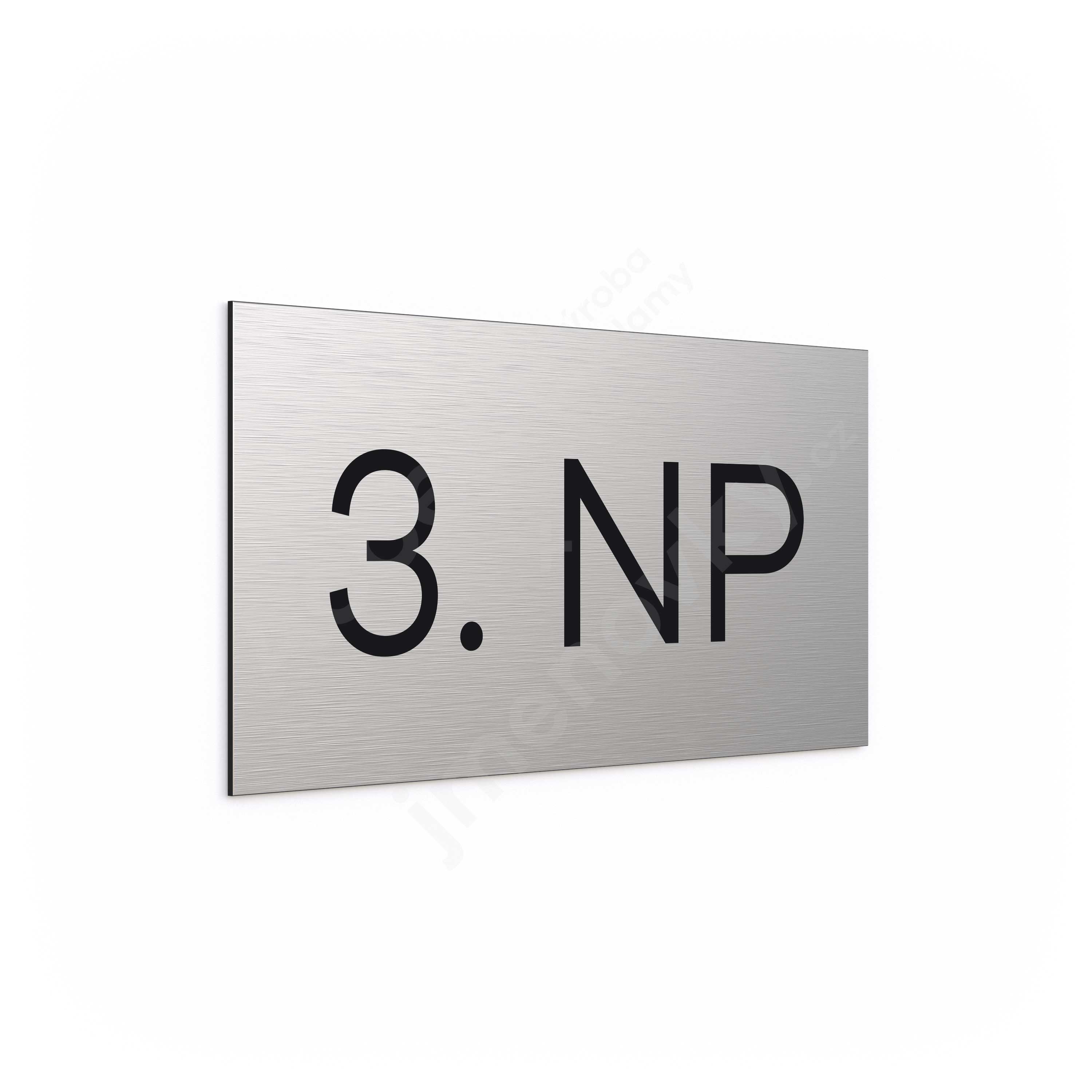 Označení podlaží "3. NP" - stříbrná tabulka - černý popis