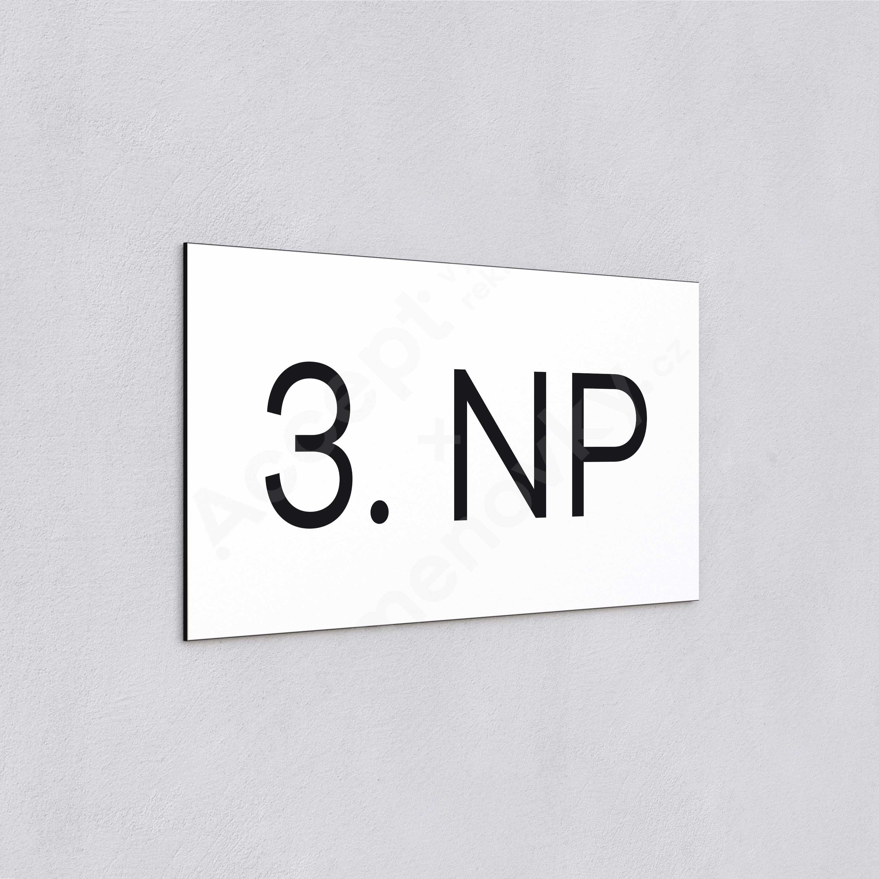 ACCEPT Označení podlaží "3. NP" (300 x 150 mm) - bílá tabulka - černý popis