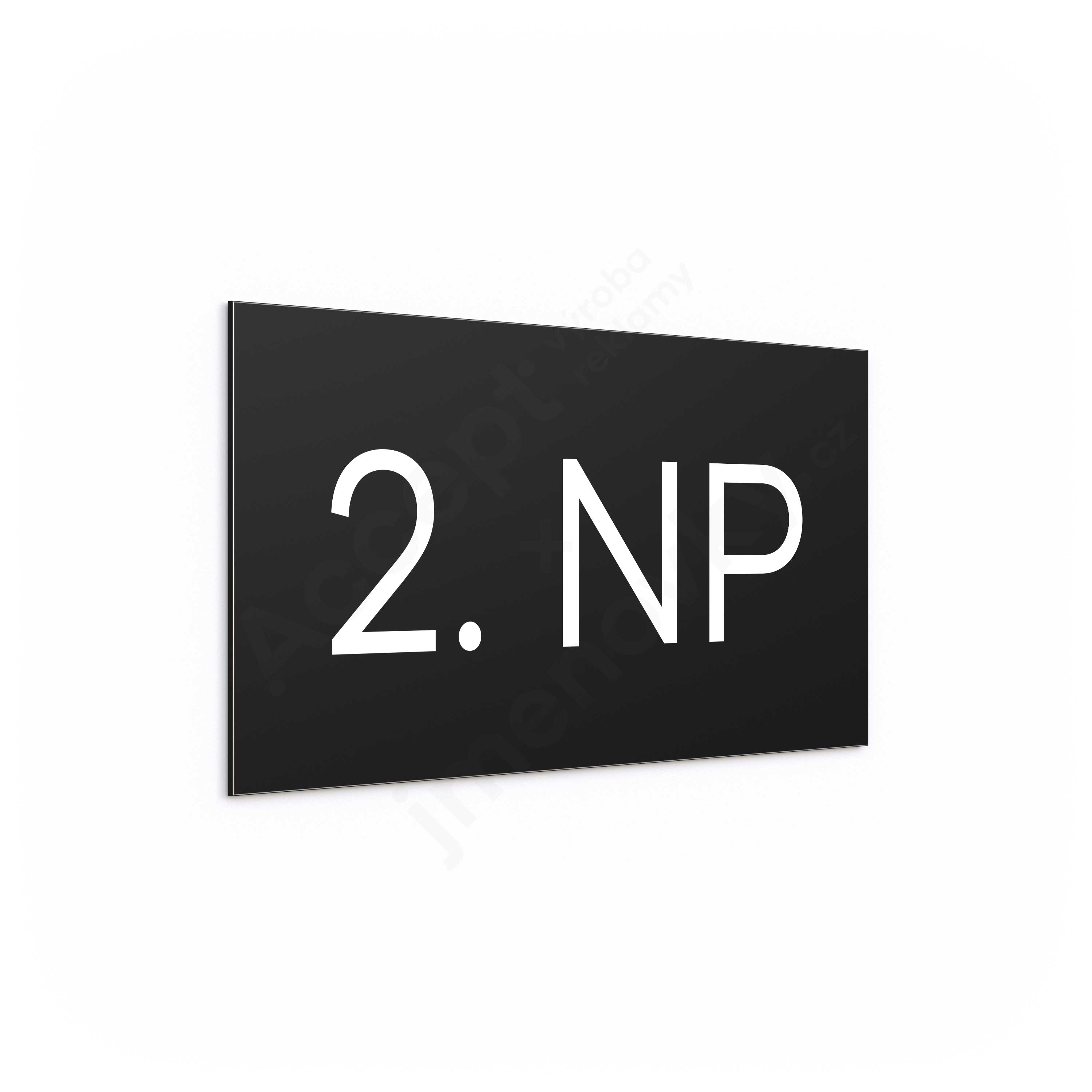 Označení podlaží "2. NP" - černá tabulka - bílý popis
