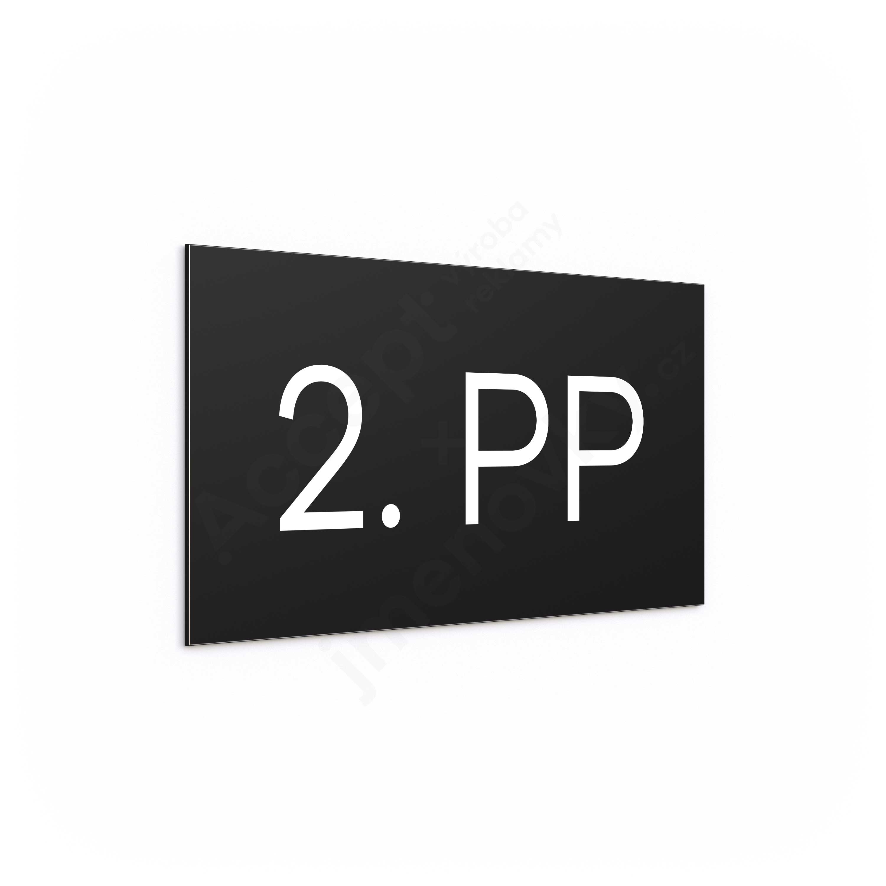 Označení podlaží "2. PP" - černá tabulka - bílý popis