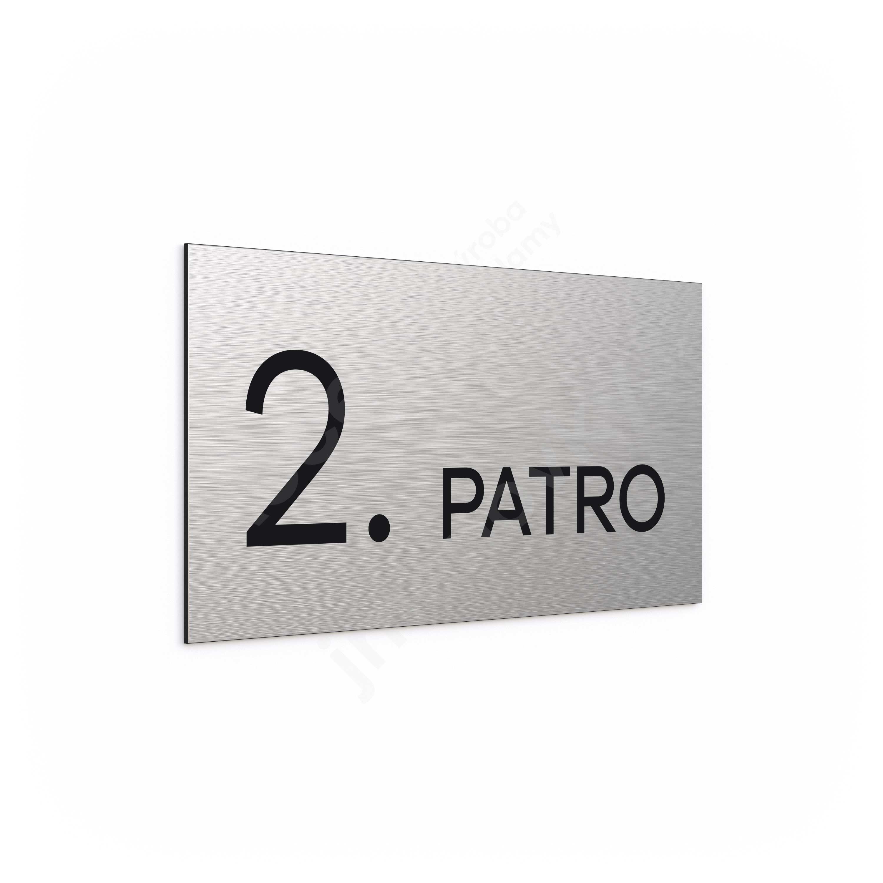 Označení podlaží "2. PATRO" - stříbrná tabulka - černý popis