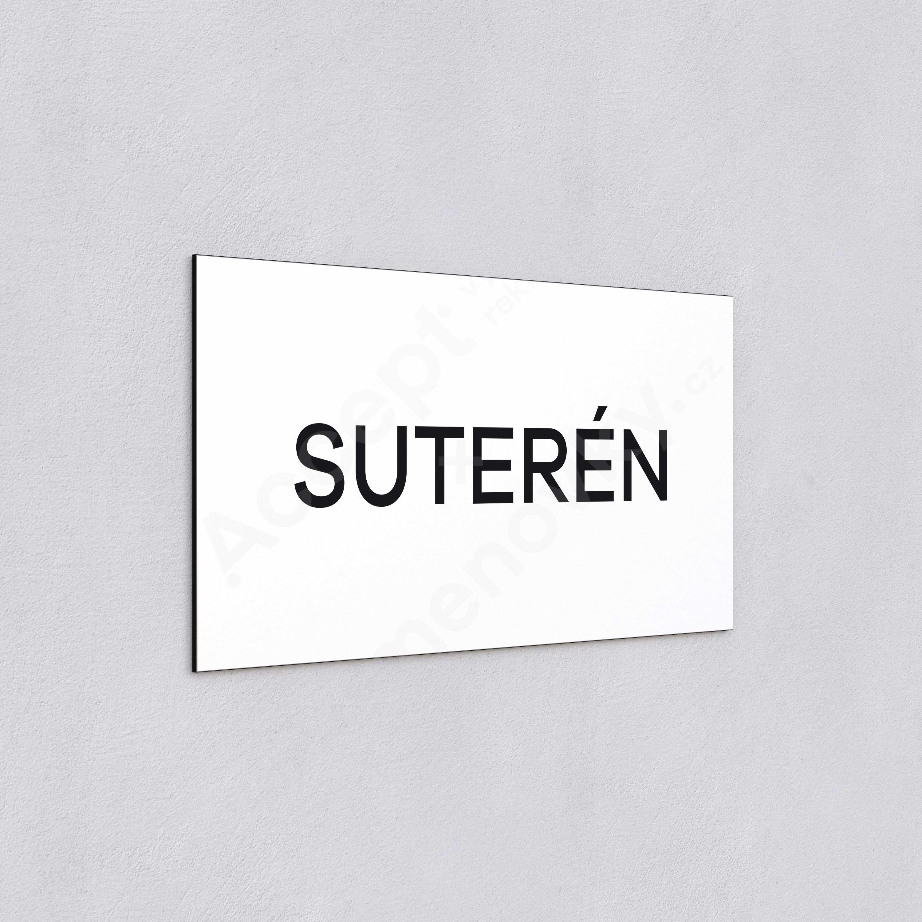 Označení podlaží "SUTERÉN" - bílá tabulka - černý popis