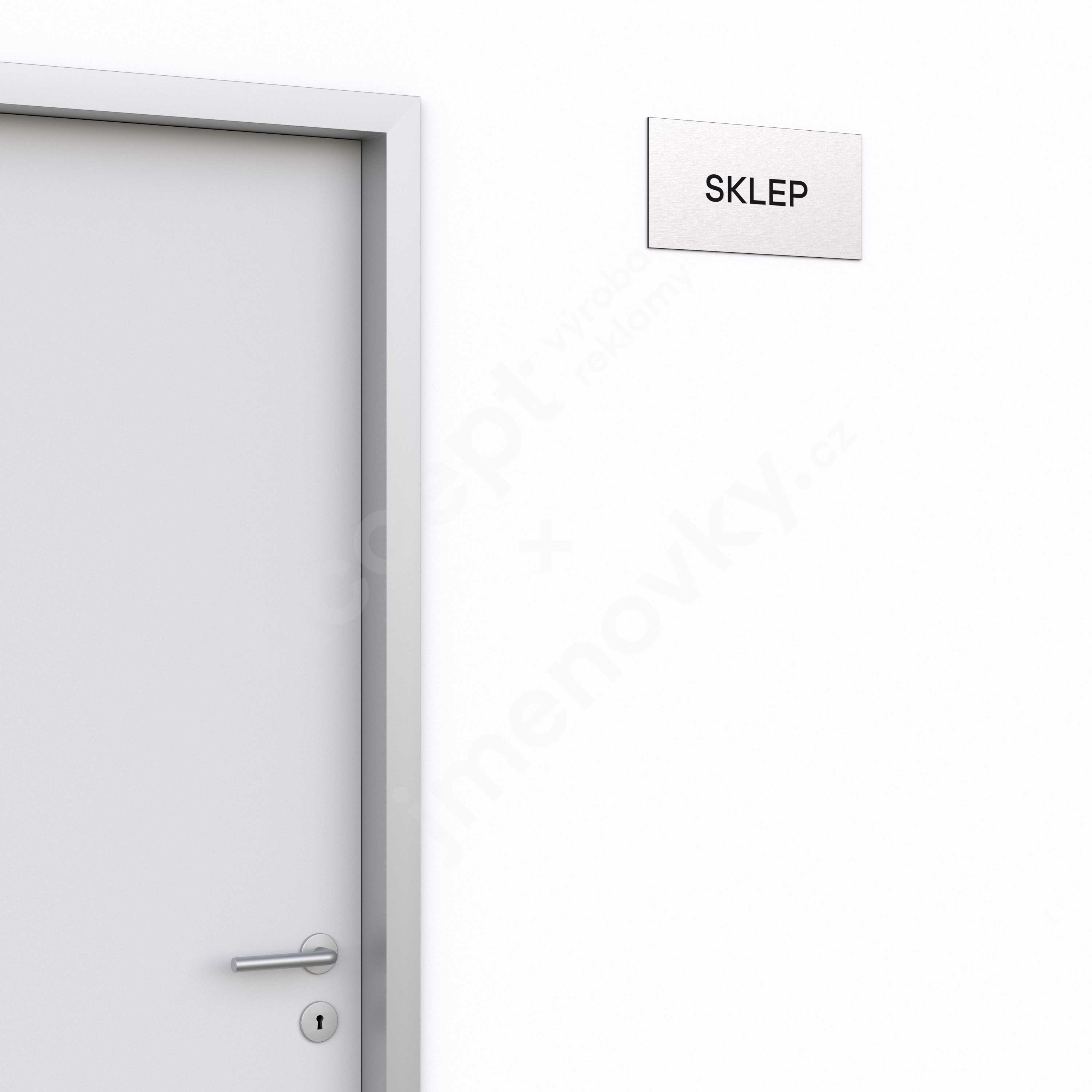 Označení podlaží "SKLEP" - stříbrná tabulka - černý popis - náhled