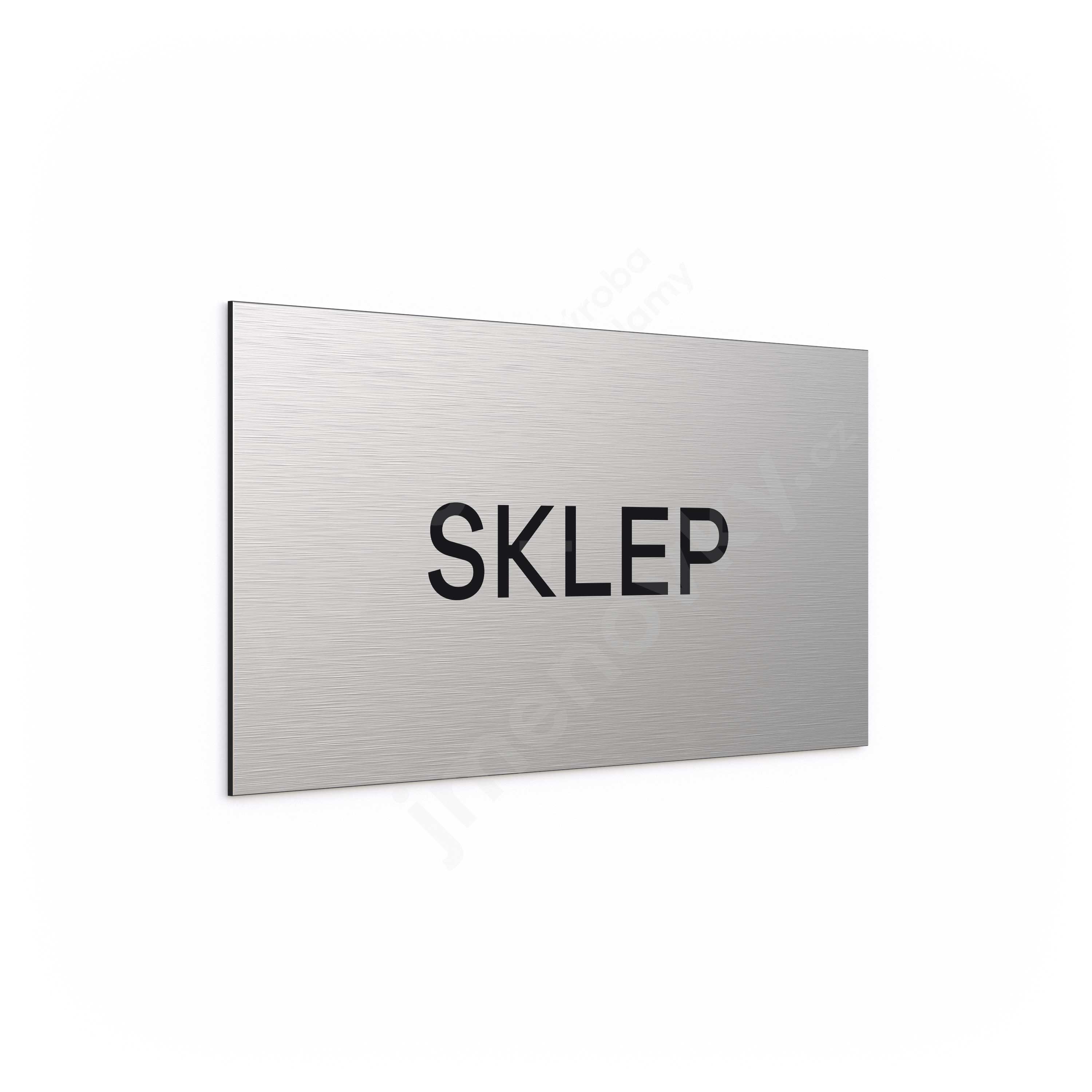 Označení podlaží "SKLEP" - stříbrná tabulka - černý popis