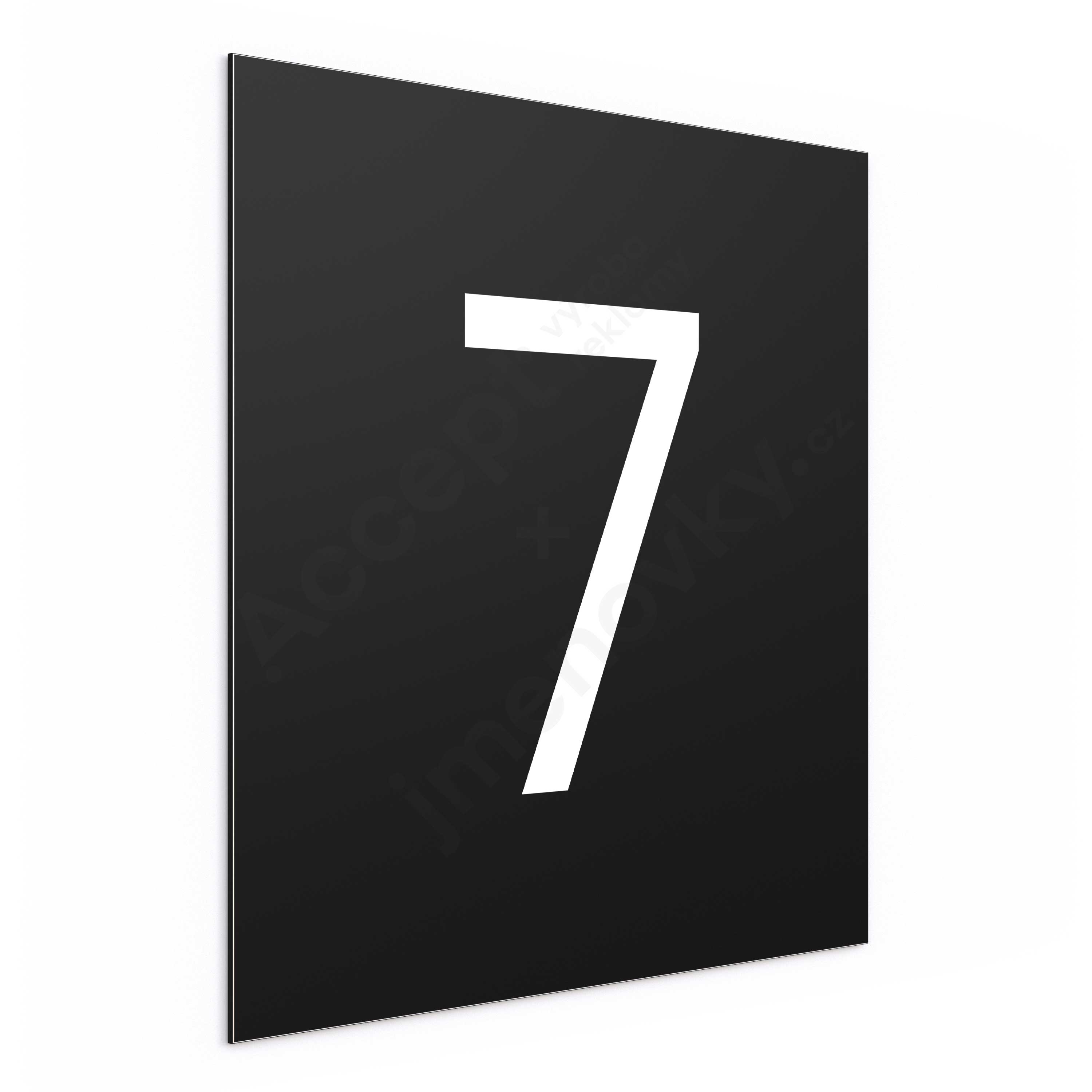 ACCEPT Označení podlaží - číslo "7" (300 x 300 mm) - černá tabulka - bílý popis