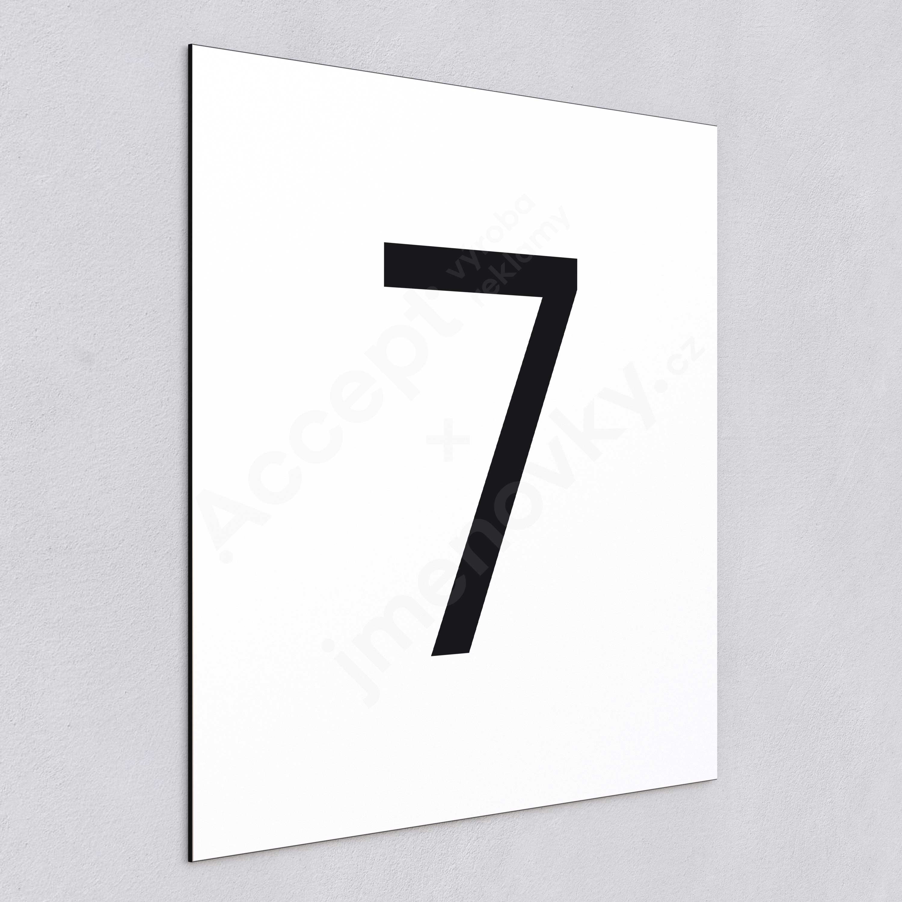 ACCEPT Označení podlaží - číslo "7" (300 x 300 mm) - bílá tabulka - černý popis