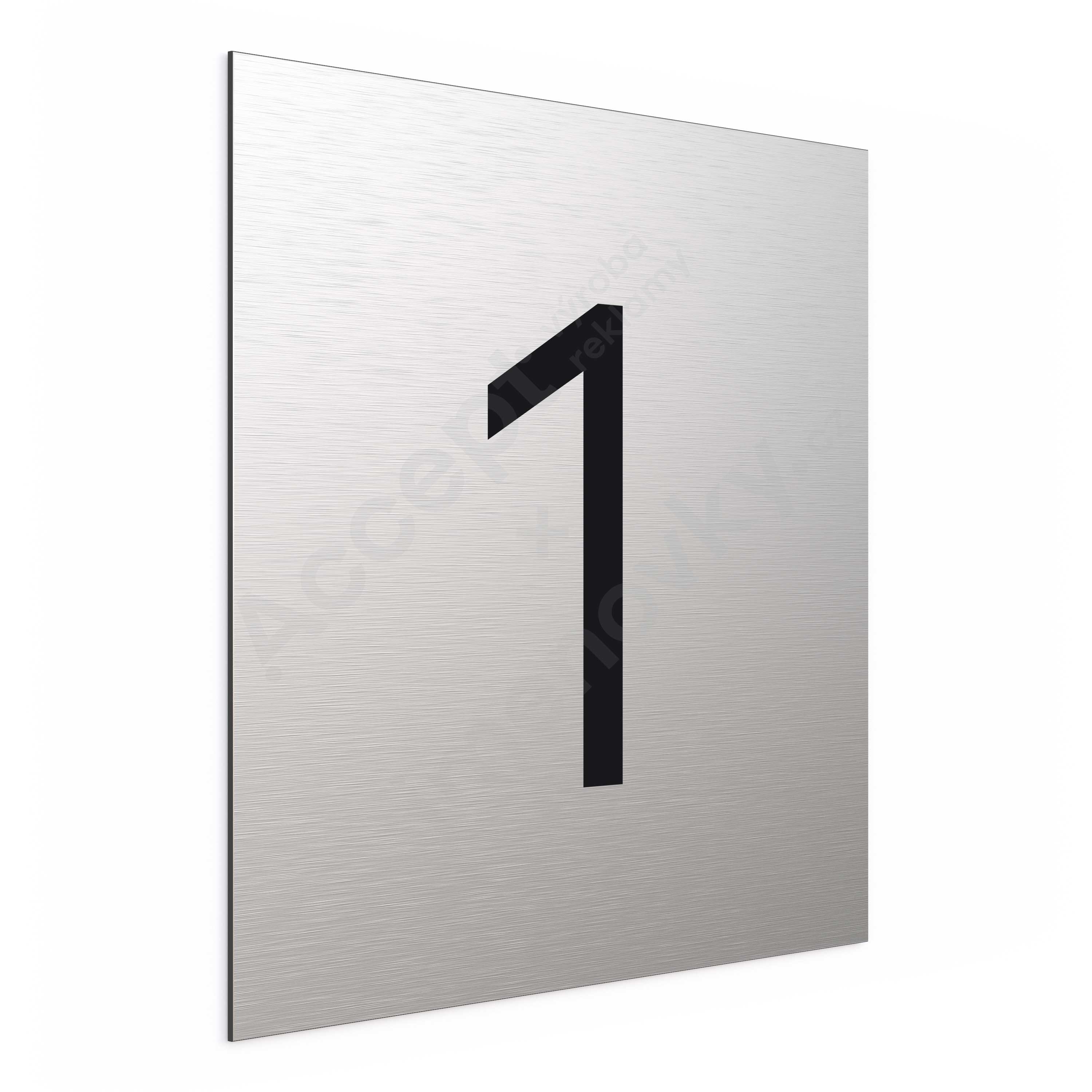 Označení podlaží - číslo "1" - stříbrná tabulka - černý popis