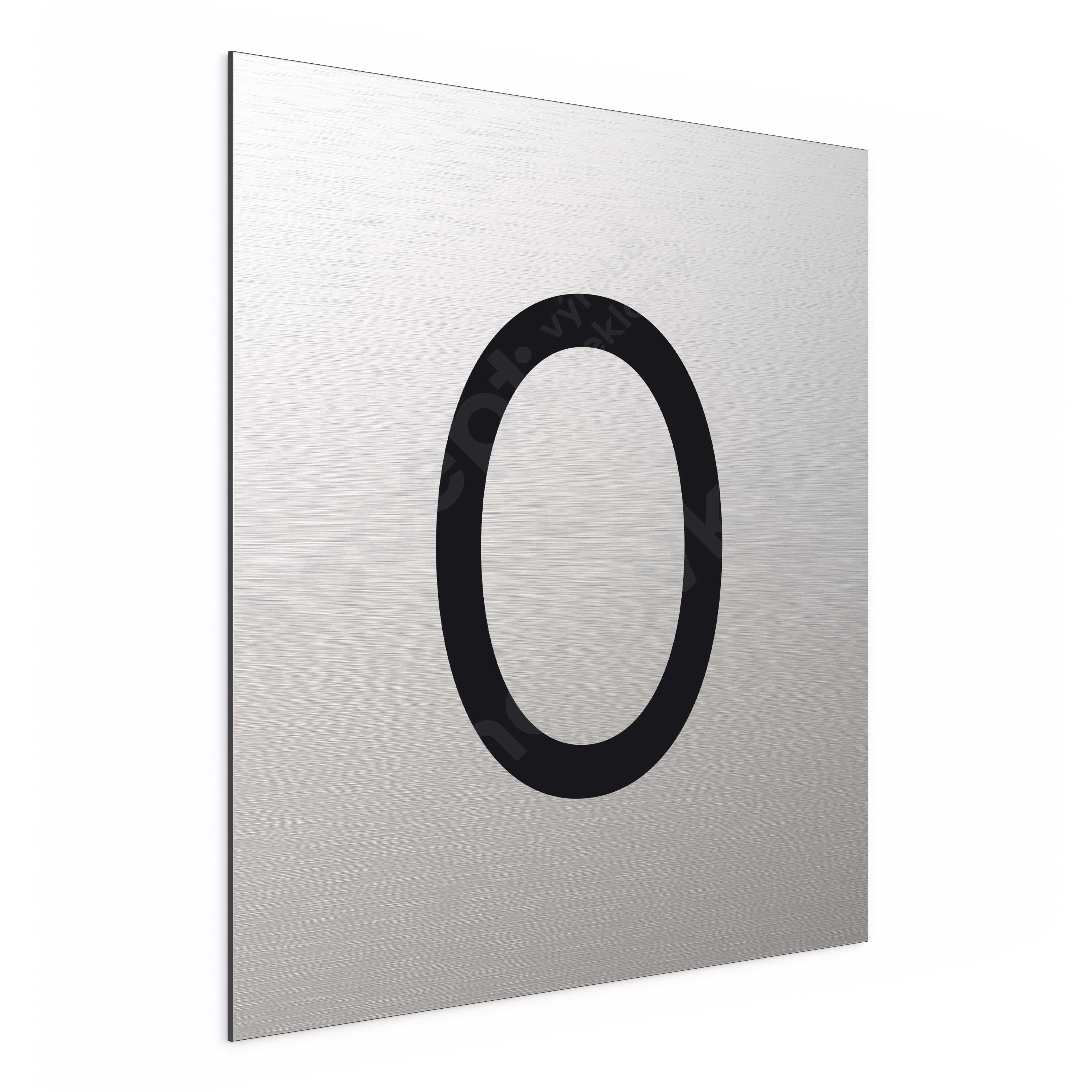 Označení podlaží - číslo "0" - stříbrná tabulka - černý popis