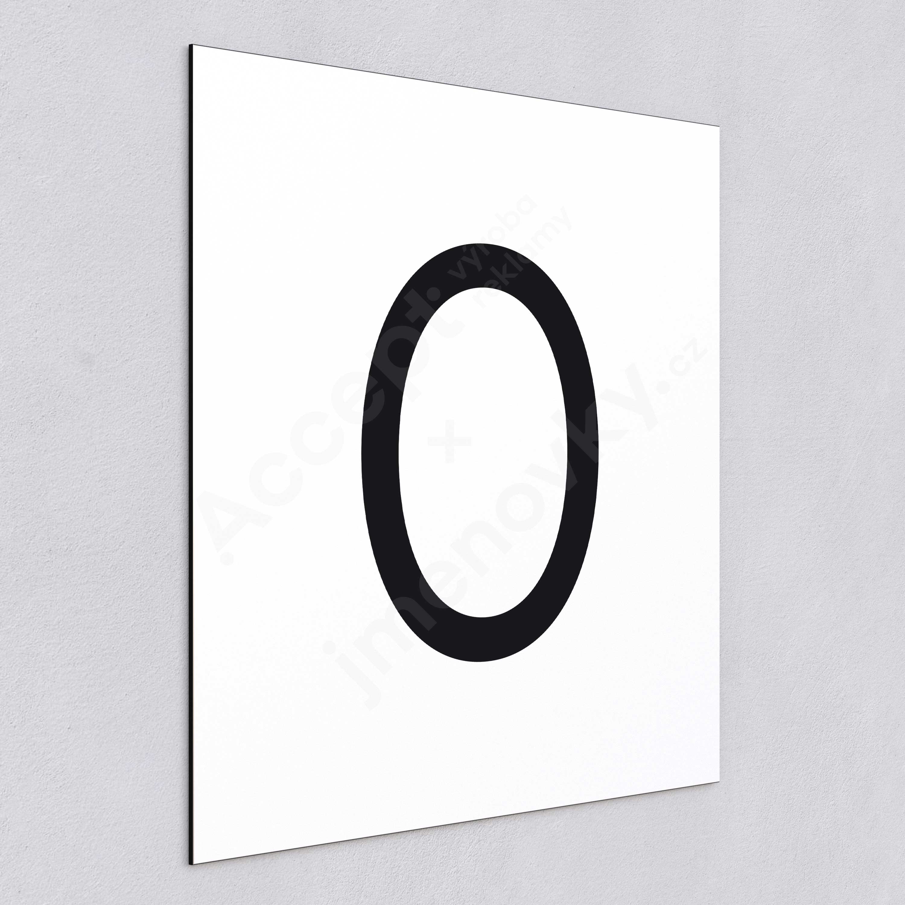 Označení podlaží - číslo "0" - bílá tabulka - černý popis