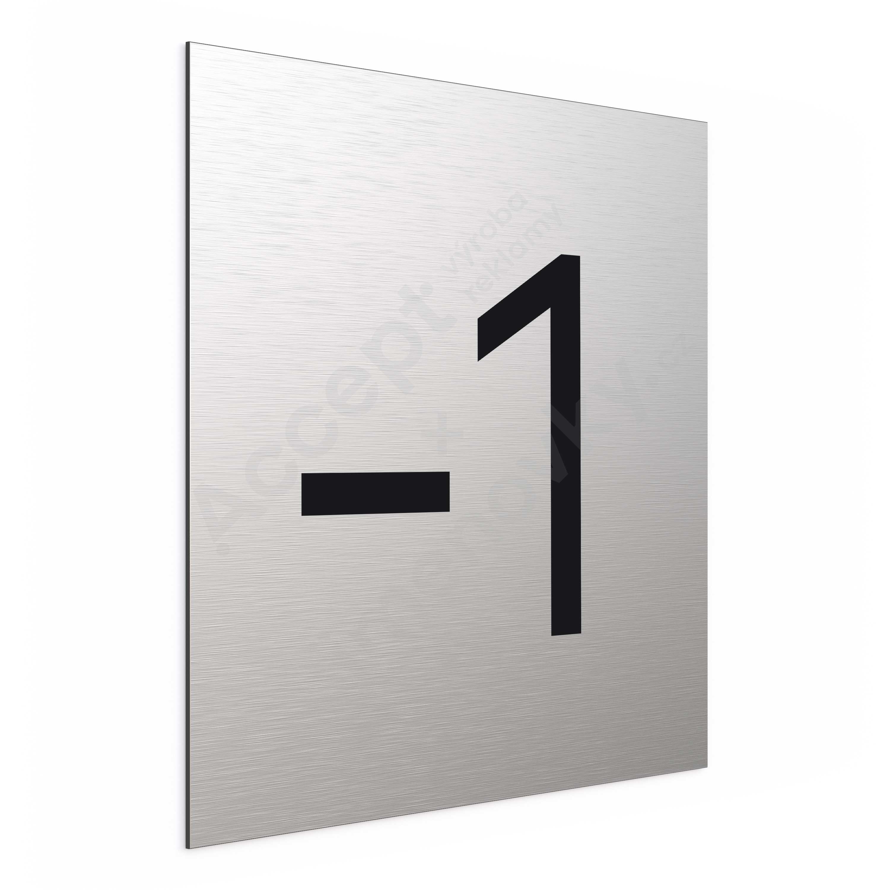 Označení podlaží - číslo "-1" - stříbrná tabulka - černý popis