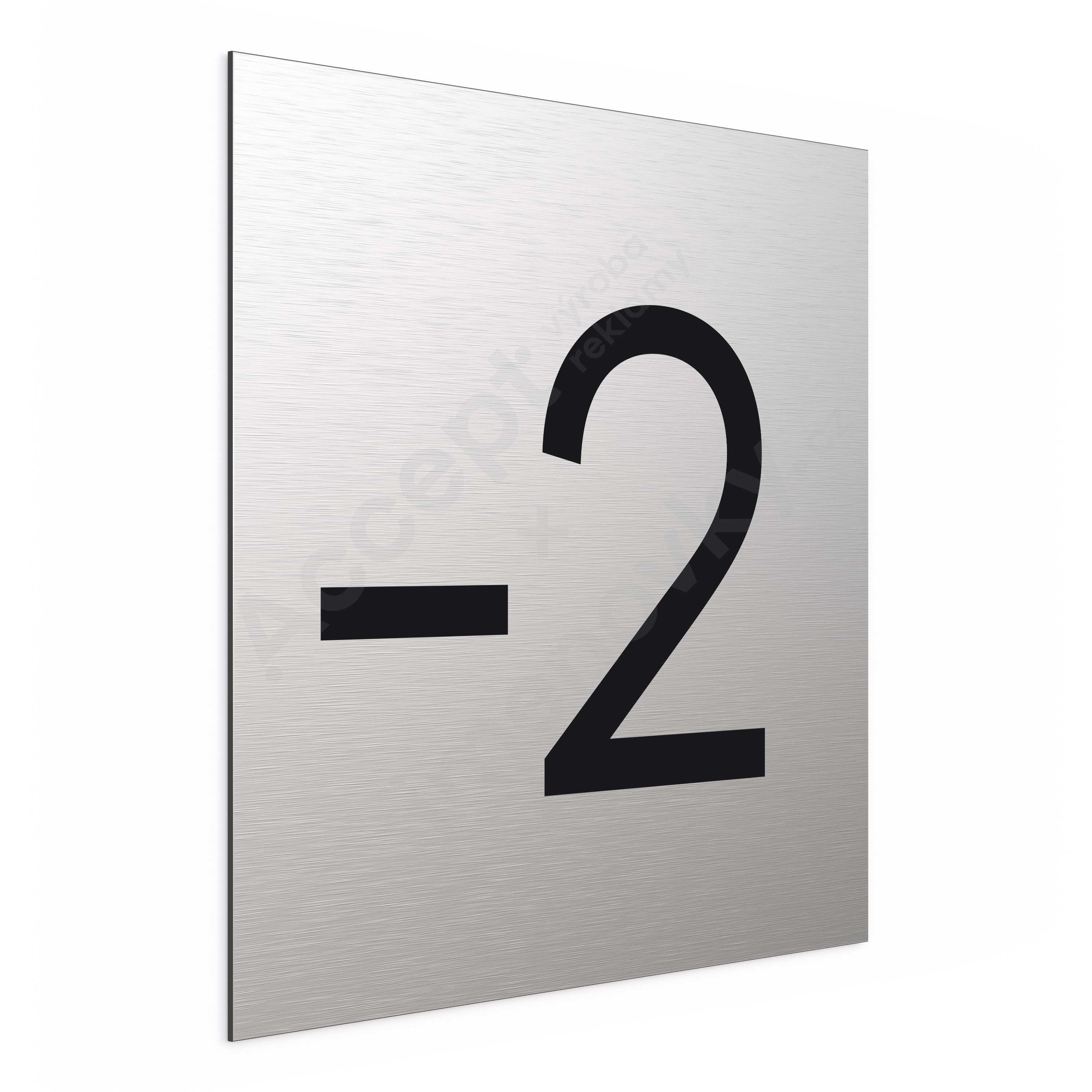Označení podlaží - číslo "-2" - stříbrná tabulka - černý popis