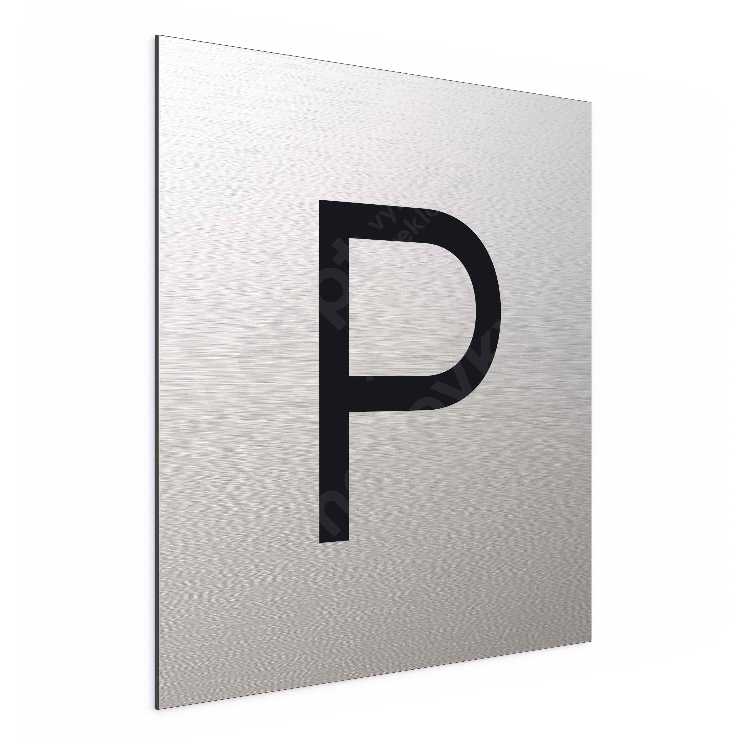 Označení podlaží - písmeno "P" - stříbrná tabulka - černý popis