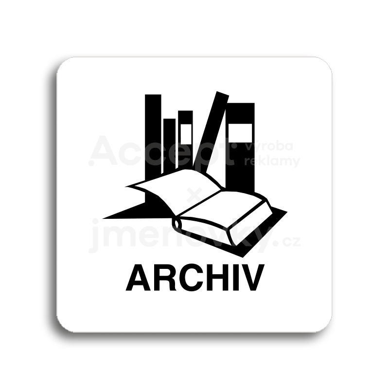 Piktogram "archiv" - bílá tabulka - černý tisk bez rámečku