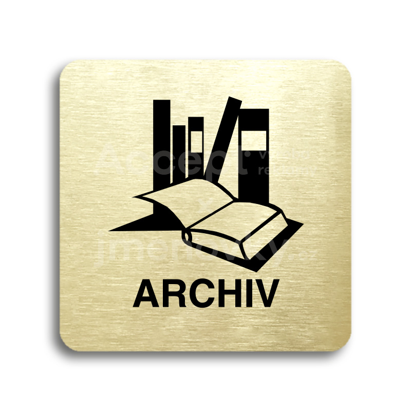 Piktogram "archiv" - zlatá tabulka - černý tisk bez rámečku