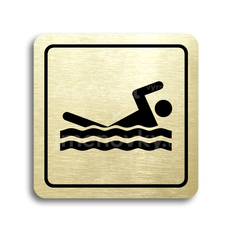 Piktogram "bazén venkovní" - zlatá tabulka - černý tisk