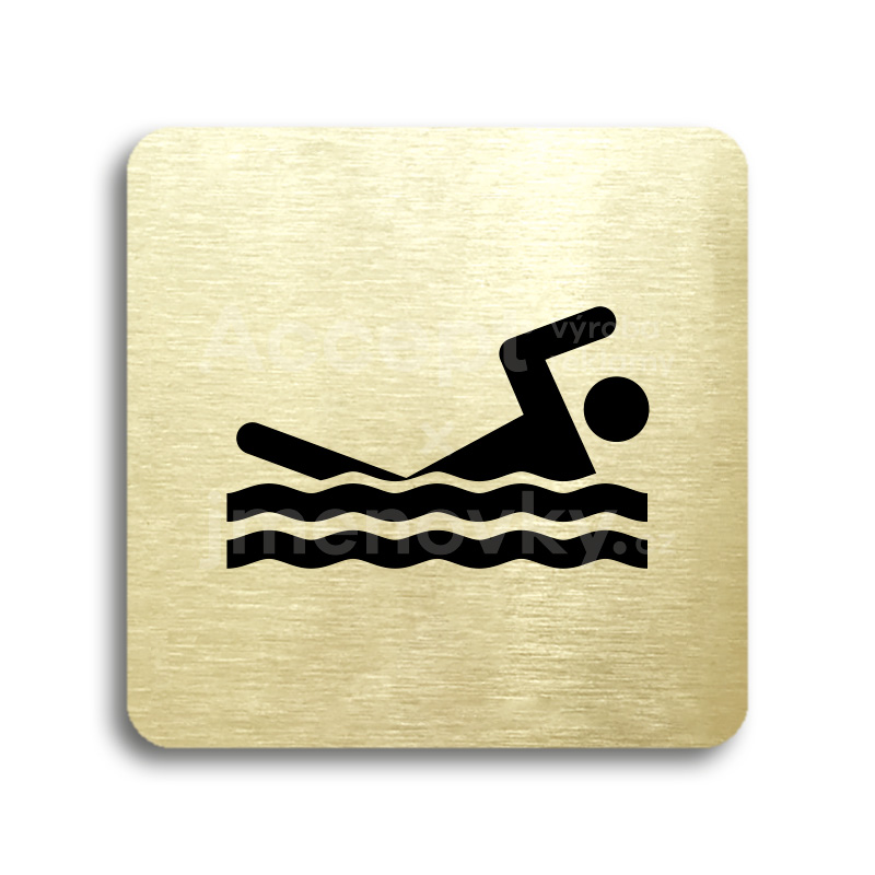 Piktogram "bazén venkovní" - zlatá tabulka - černý tisk bez rámečku