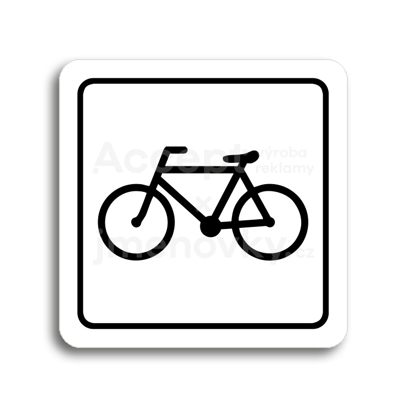 Piktogram "bicykl" - bílá tabulka - černý tisk