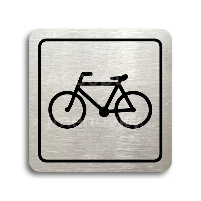 Piktogram "bicykl" - stříbrná tabulka - černý tisk