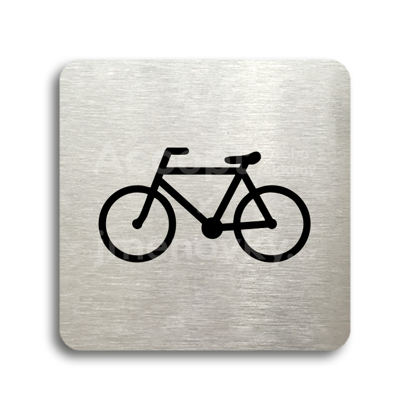 Piktogram "bicykl" - stříbrná tabulka - černý tisk bez rámečku