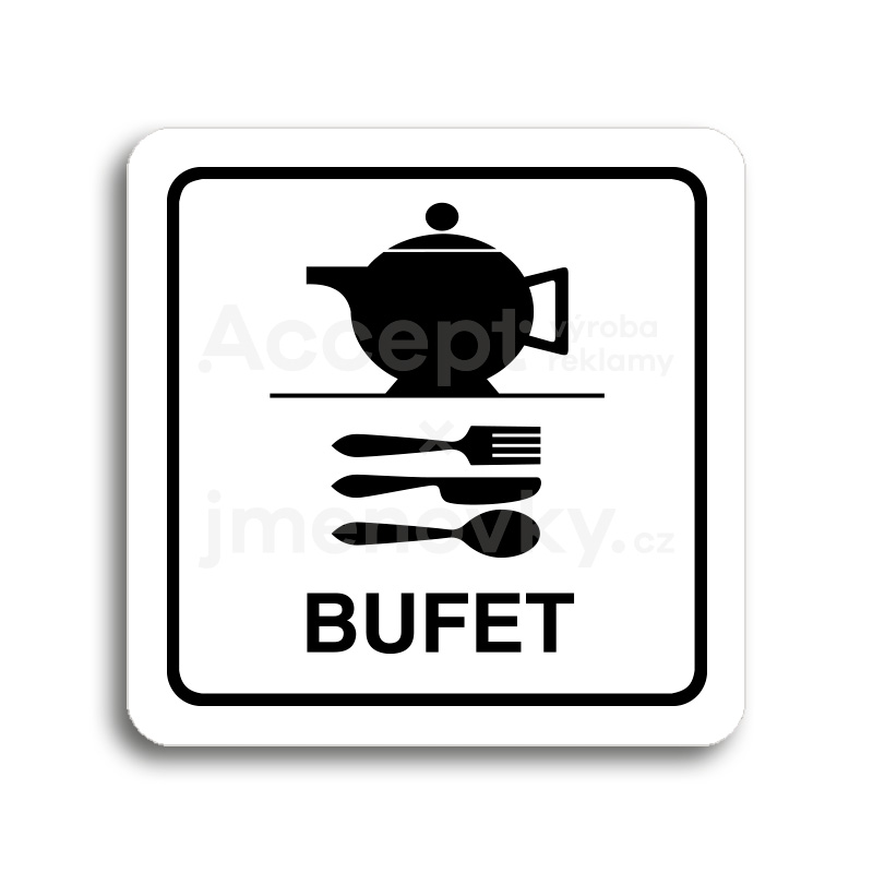 Piktogram "bufet" - bílá tabulka - černý tisk
