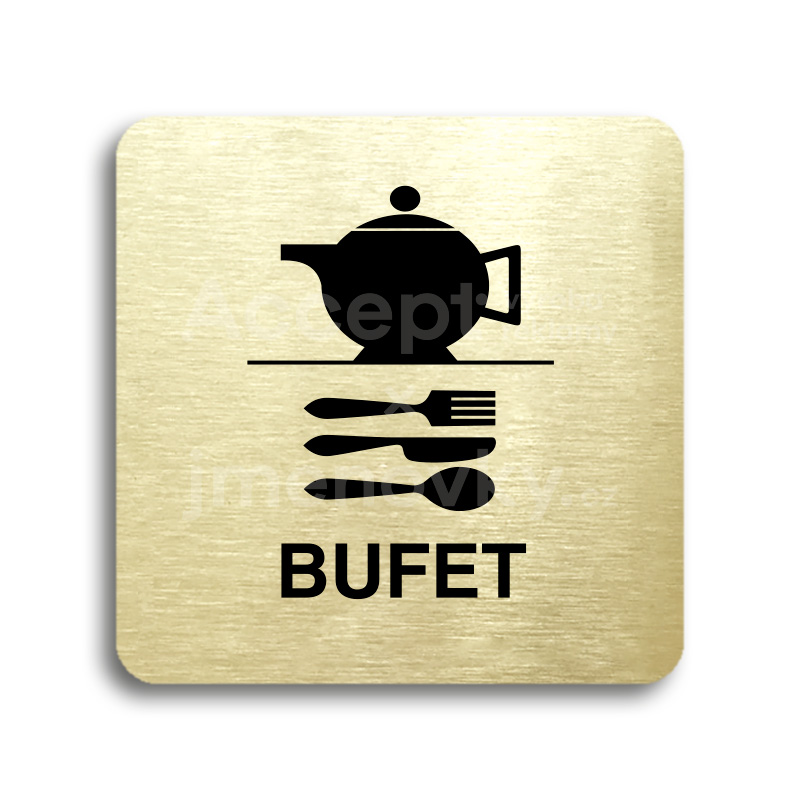 Piktogram "bufet" - zlatá tabulka - černý tisk bez rámečku