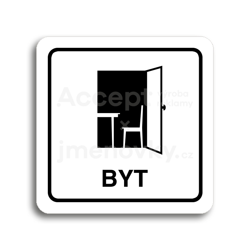 Piktogram "byt" - bílá tabulka - černý tisk