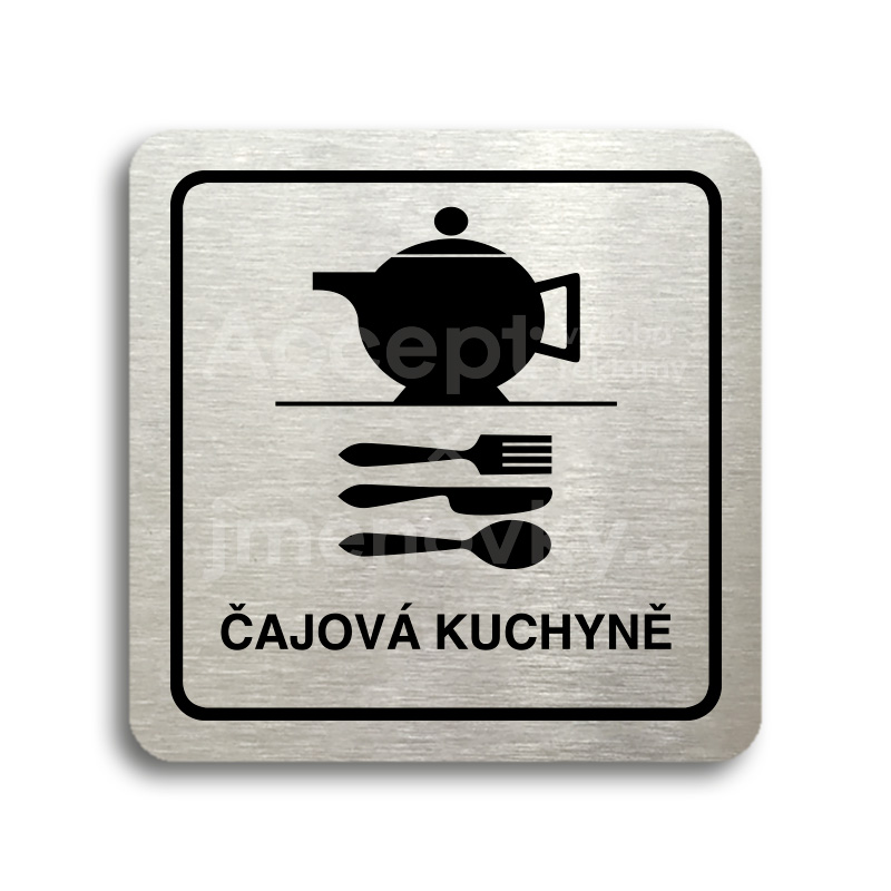 Piktogram "čajová kuchyně" - stříbrná tabulka - černý tisk