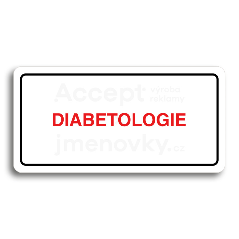 Piktogram "DIABETOLOGIE" - bílá tabulka - barevný tisk