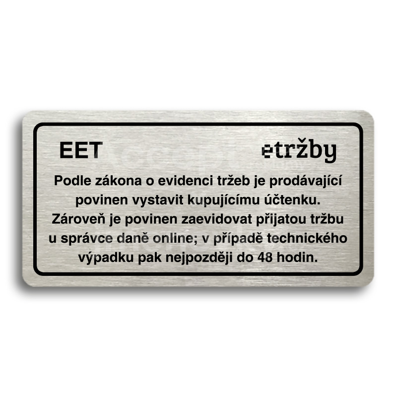Piktogram "EET - běžný režim" - stříbrná tabulka - černý tisk