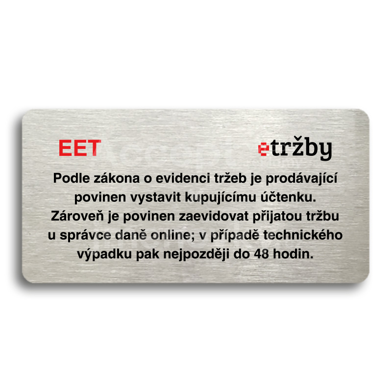 Piktogram "EET - běžný režim" - stříbrná tabulka - barevný tisk bez rámečku