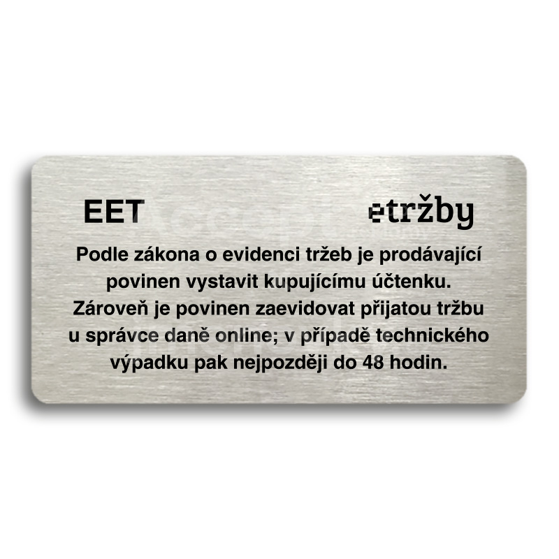 Piktogram "EET - běžný režim" - stříbrná tabulka - černý tisk bez rámečku