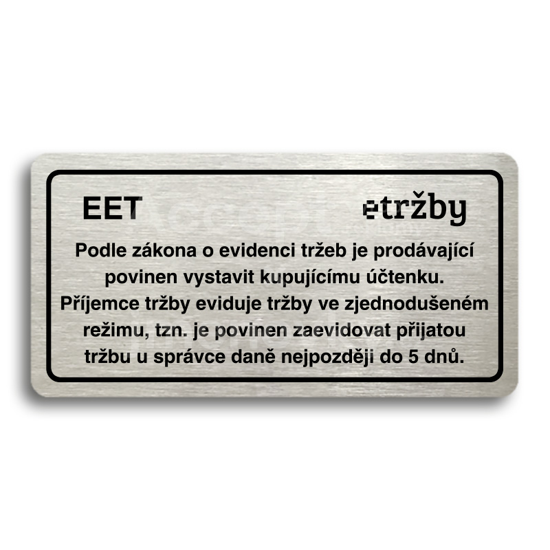 Piktogram "EET - zjednodušený režim" - stříbrná tabulka - černý tisk