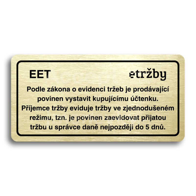 Piktogram "EET - zjednodušený režim" - zlatá tabulka - černý tisk
