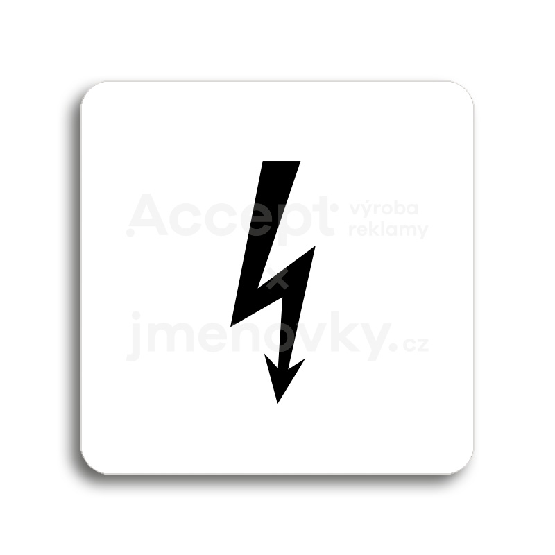 Piktogram "elektrické zařízení" - bílá tabulka - černý tisk bez rámečku