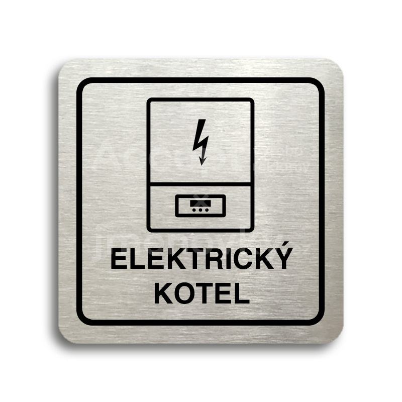 ACCEPT Piktogram elektrický kotel - stříbrná tabulka - černý tisk